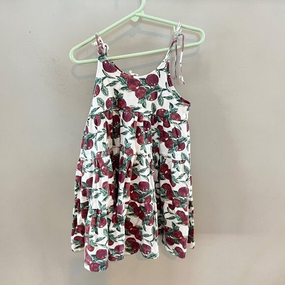 Kate Quinn Girls 3T Organic Cotton Dress Apple‎ Print Tie Straps - Picture 5 of 5